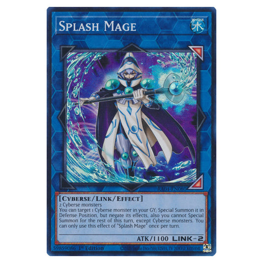 Splash Mage RA04-EN080-SR card from the Yu-Gi-Oh! set Quarter Century Stampede