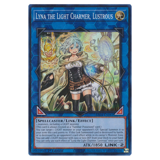 Lyna the Light Charmer, Lustrous RA04-EN081-SR card from the Yu-Gi-Oh! set Quarter Century Stampede