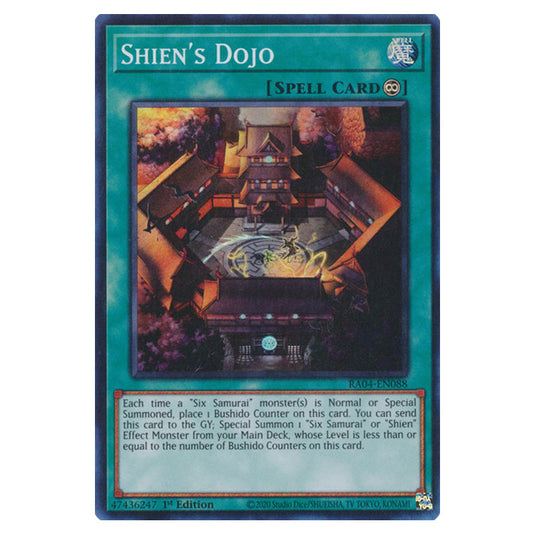 Shien's Dojo RA04-EN088-SR card from the Yu-Gi-Oh! set Quarter Century Stampede