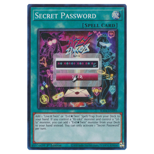 Secret Password RA04-EN095-SR card from the Yu-Gi-Oh! set Quarter Century Stampede