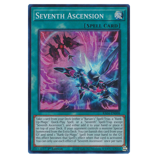 Seventh Ascension RA04-EN098-SR card from the Yu-Gi-Oh! set Quarter Century Stampede