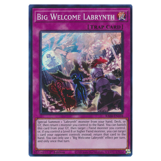 Big Welcome Labrynth RA04-EN104-SR card from the Yu-Gi-Oh! set Quarter Century Stampede
