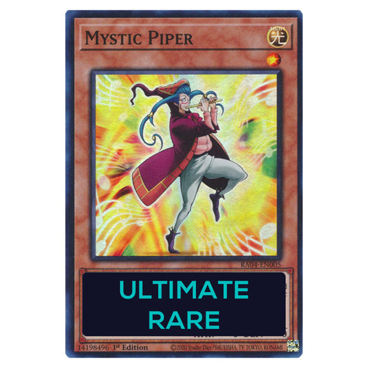 Mystic Piper RA04-EN005-UTR card from the Yu-Gi-Oh! set Quarter Century Stampede