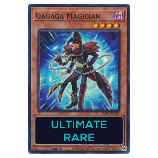 Gagaga Magician RA04-EN007-UTR card from the Yu-Gi-Oh! set Quarter Century Stampede