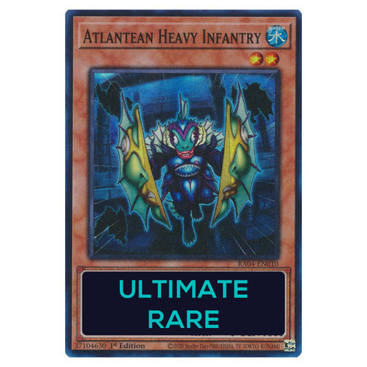 Atlantean Heavy Infantry RA04-EN010-UTR card from the Yu-Gi-Oh! set Quarter Century Stampede