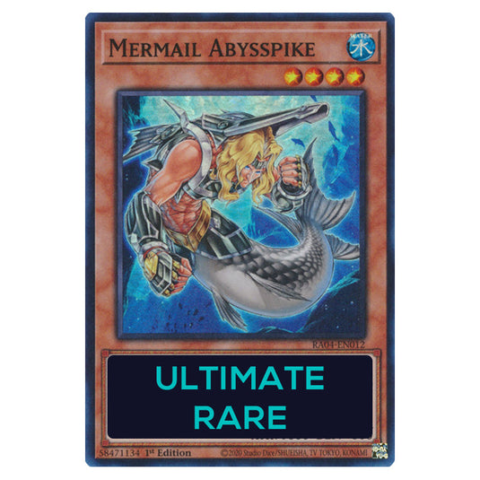 Mermail Abysspike RA04-EN012-UTR card from the Yu-Gi-Oh! set Quarter Century Stampede