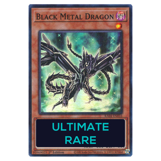 Black Metal Dragon RA04-EN016-UTR card from the Yu-Gi-Oh! set Quarter Century Stampede