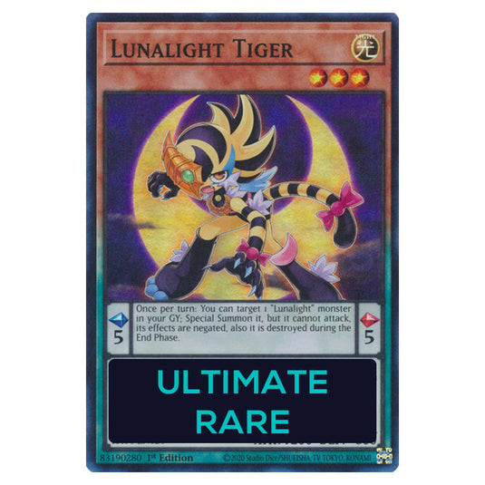Lunalight Tiger RA04-EN020-UTR card from the Yu-Gi-Oh! set Quarter Century Stampede