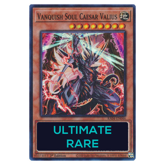 Vanquish Soul Caesar Valius RA04-EN046-UTR card from the Yu-Gi-Oh! set Quarter Century Stampede