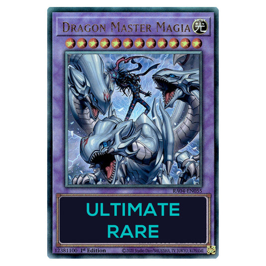 Dragon Master Magia RA04-EN055-UTR card from the Yu-Gi-Oh! set Quarter Century Stampede