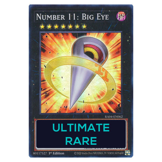 Number 11: Big Eye RA04-EN062-UTR card from the Yu-Gi-Oh! set Quarter Century Stampede