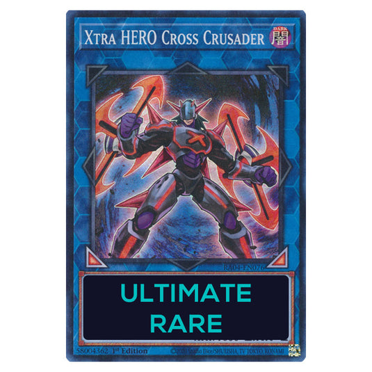 Xtra HERO Cross Crusader RA04-EN076-UTR card from the Yu-Gi-Oh! set Quarter Century Stampede