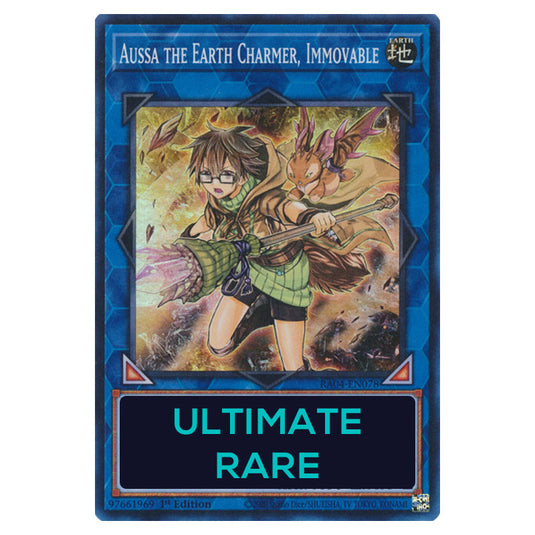 Aussa the Earth Charmer, Immovable RA04-EN078-UTR card from the Yu-Gi-Oh! set Quarter Century Stampede