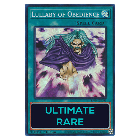 Lullaby of Obedience RA04-EN085-UTR card from the Yu-Gi-Oh! set Quarter Century Stampede