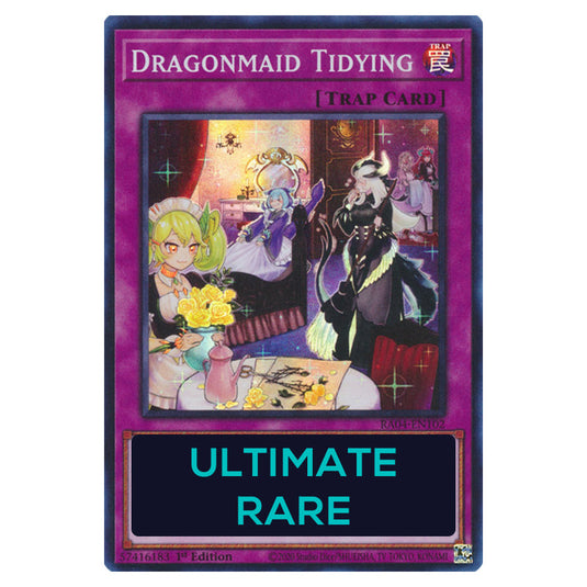Dragonmaid Tidying RA04-EN102-UTR card from the Yu-Gi-Oh! set Quarter Century Stampede