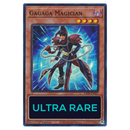 Gagaga Magician RA04-EN007-UR card from the Yu-Gi-Oh! set Quarter Century Stampede