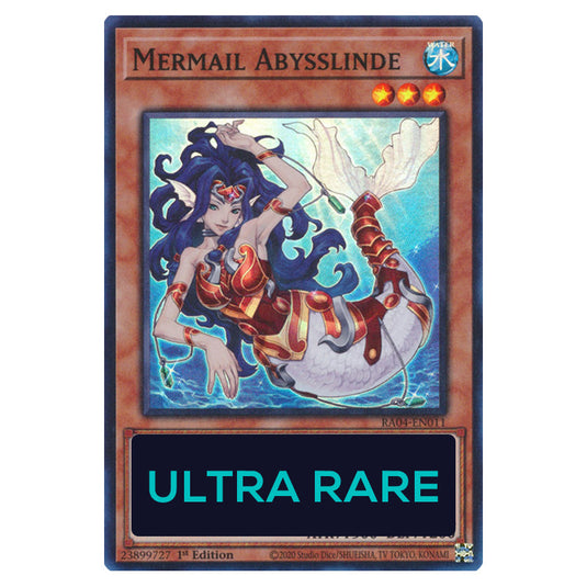 Mermail Abysslinde RA04-EN011-UR card from the Yu-Gi-Oh! set Quarter Century Stampede