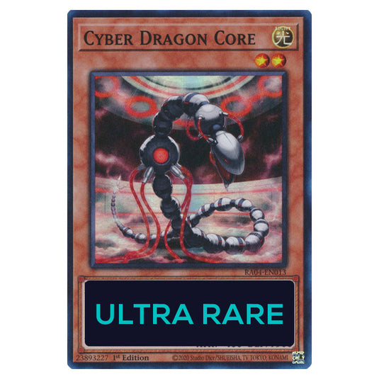 Cyber Dragon Core RA04-EN013-UR card from the Yu-Gi-Oh! set Quarter Century Stampede