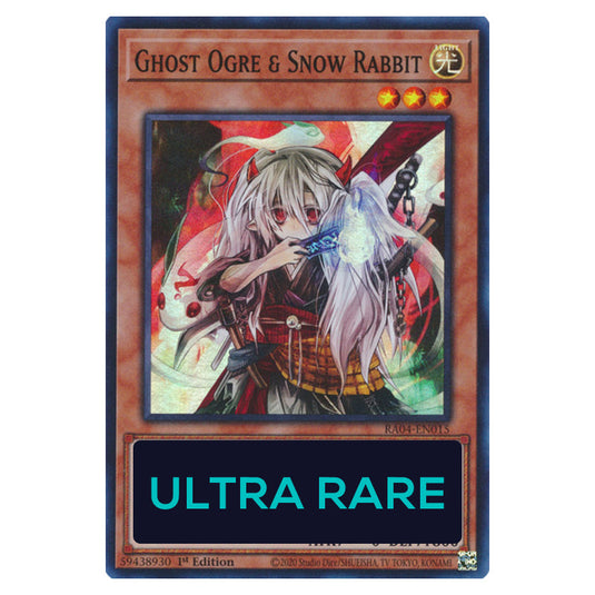 Ghost Ogre & Snow Rabbit RA04-EN015-UR card from the Yu-Gi-Oh! set Quarter Century Stampede
