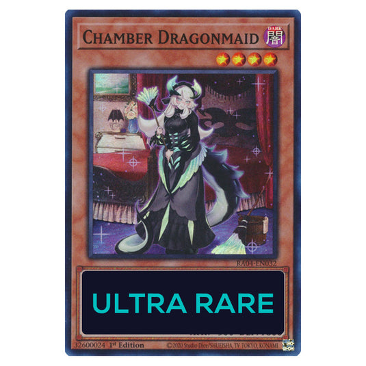 Chamber Dragonmaid RA04-EN032-UR card from the Yu-Gi-Oh! set Quarter Century Stampede