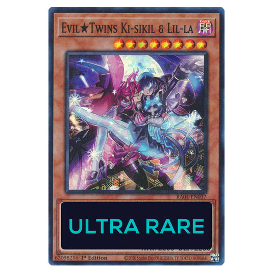 Evil★Twins Ki-sikil & Lil-la RA04-EN037-UR card from the Yu-Gi-Oh! set Quarter Century Stampede