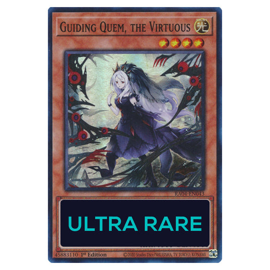 Guiding Quem, the Virtuous RA04-EN043-UR card from the Yu-Gi-Oh! set Quarter Century Stampede