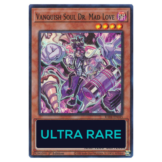 Vanquish Soul Dr. Mad Love RA04-EN045-UR card from the Yu-Gi-Oh! set Quarter Century Stampede