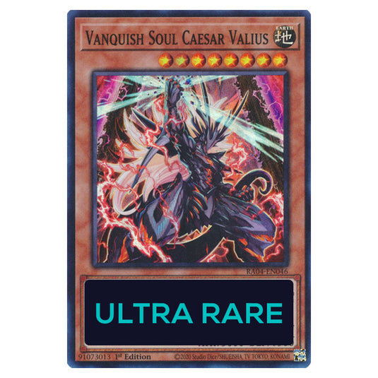 Vanquish Soul Caesar Valius RA04-EN046-UR card from the Yu-Gi-Oh! set Quarter Century Stampede