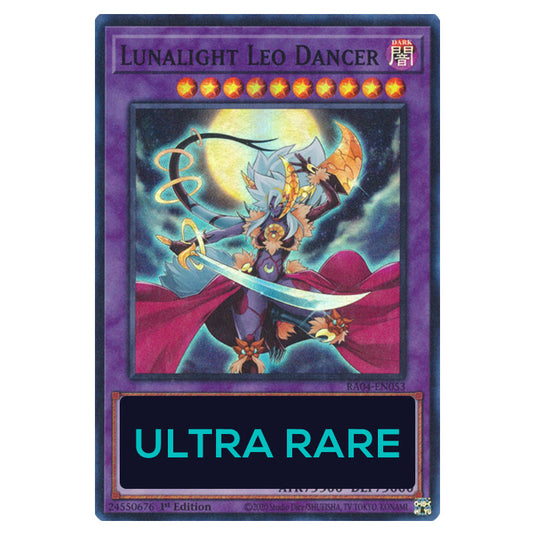 Lunalight Leo Dancer RA04-EN053-UR card from the Yu-Gi-Oh! set Quarter Century Stampede