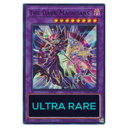 The Dark Magicians RA04-EN054-UR card from the Yu-Gi-Oh! set Quarter Century Stampede