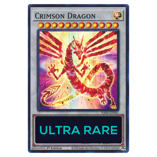 Crimson Dragon RA04-EN061-UR card from the Yu-Gi-Oh! set Quarter Century Stampede
