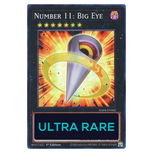 Number 11: Big Eye RA04-EN062-UR card from the Yu-Gi-Oh! set Quarter Century Stampede
