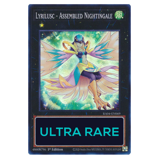 Lyrilusc - Assembled Nightingale RA04-EN069-UR card from the Yu-Gi-Oh! set Quarter Century Stampede