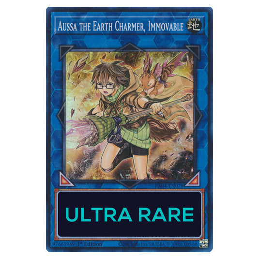 Aussa the Earth Charmer, Immovable RA04-EN078-UR card from the Yu-Gi-Oh! set Quarter Century Stampede