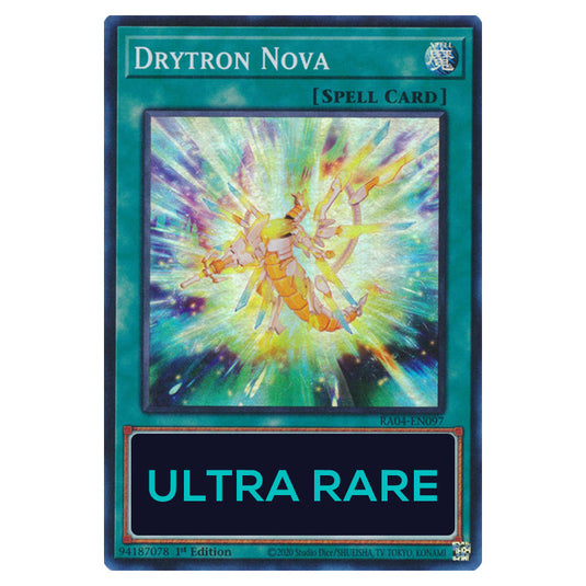 Drytron Nova RA04-EN097-UR card from the Yu-Gi-Oh! set Quarter Century Stampede
