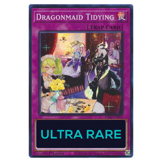 Dragonmaid Tidying RA04-EN102-UR card from the Yu-Gi-Oh! set Quarter Century Stampede