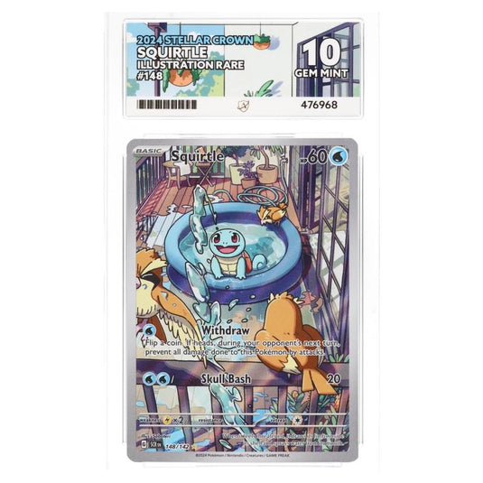 Pokemon - Stellar Crown - Bulbasaur 143/142 + Squirtle 148/142 (ACE Art Label 10 Graded Slabs - Sequential)