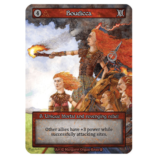 Boudicca  card from the Sorcery: Contested Realm set Arthurian Legends