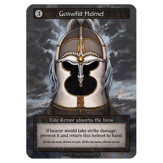 Goswhit Helmet  card from the Sorcery: Contested Realm set Arthurian Legends