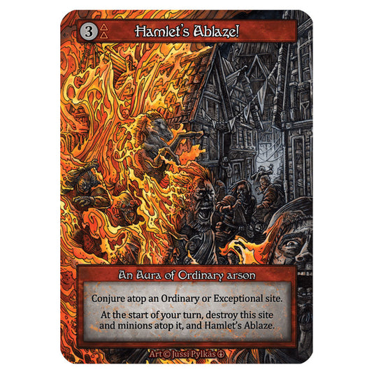 Hamlet's Ablaze!  card from the Sorcery: Contested Realm set Arthurian Legends