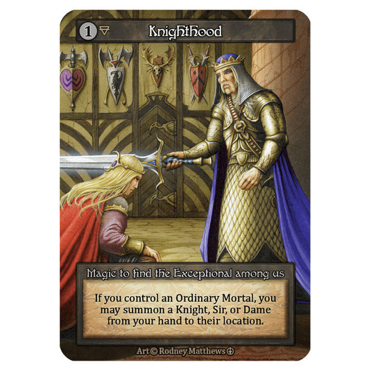 Knighthood  card from the Sorcery: Contested Realm set Arthurian Legends