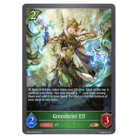 Greenbrier Elf BP06-004EN card from the Shadowverse: Evolve set Paragons of the Colosseum