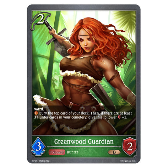 Greenwood Guardian BP06-012EN card from the Shadowverse: Evolve set Paragons of the Colosseum