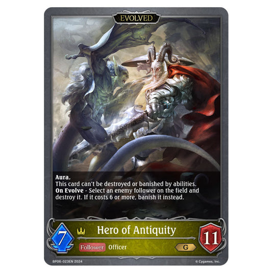 Hero of Antiquity BP06-023EN card from the Shadowverse: Evolve set Paragons of the Colosseum