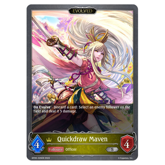 Quickdraw Maven BP06-026EN card from the Shadowverse: Evolve set Paragons of the Colosseum