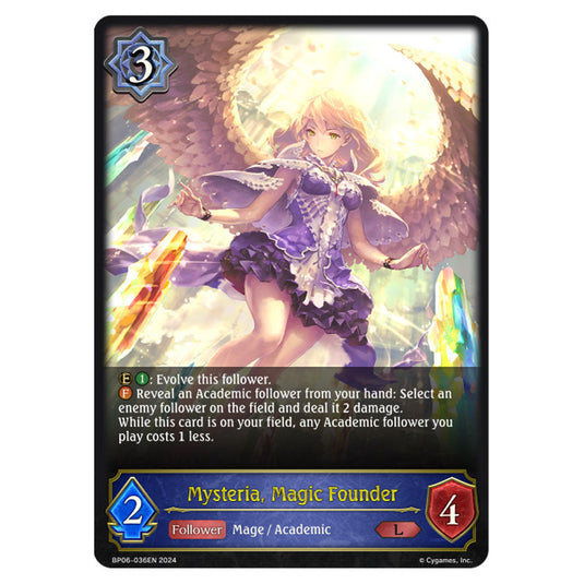 Mysteria, Magic Founder BP06-036EN card from the Shadowverse: Evolve set Paragons of the Colosseum