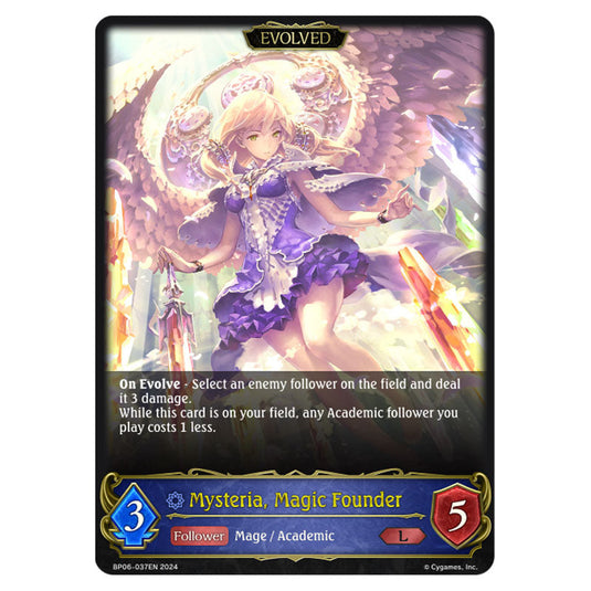 Mysteria, Magic Founder BP06-037EN card from the Shadowverse: Evolve set Paragons of the Colosseum