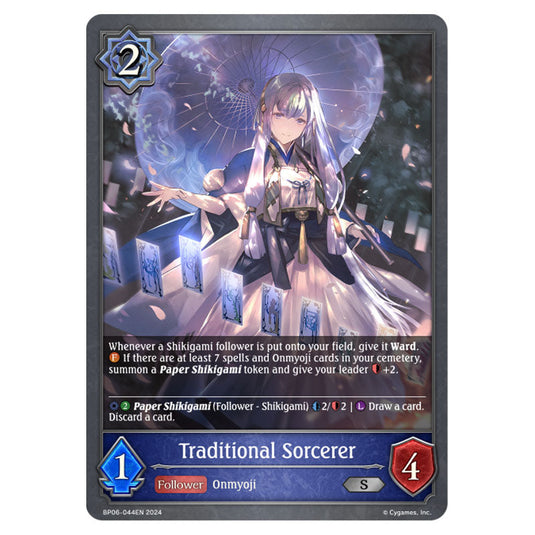 Traditional Sorcerer BP06-044EN card from the Shadowverse: Evolve set Paragons of the Colosseum