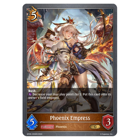 Phoenix Empress BP06-055EN card from the Shadowverse: Evolve set Paragons of the Colosseum