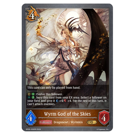 Wyrm God of the Skies BP06-056EN card from the Shadowverse: Evolve set Paragons of the Colosseum